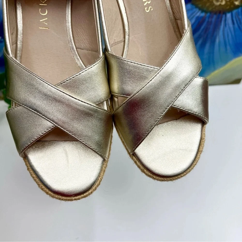 Jack‎ Rogers Palmer Crisscross Wedge Espadrille In Gold Size 8